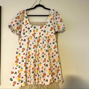 WILD FABLE CITRUS FRUIT PUFF SLEEVE SQUARE NECK DRESS - TARGET